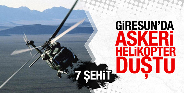 Giresun'da askeri helikopter düştü