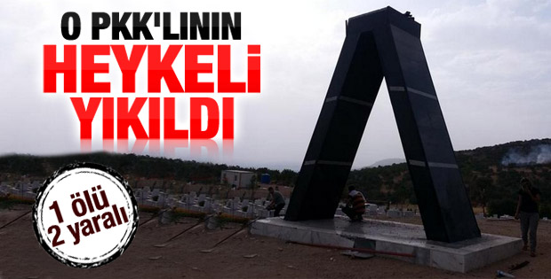 Diyarbakır'daki PKK'lı heykeli yıkıldı İZLE