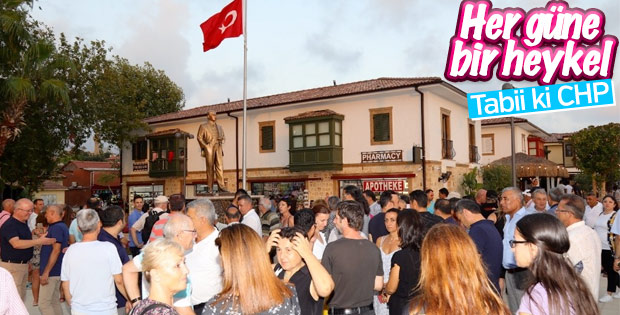 CHP'li belediyeden Side'ye Atatürk anıtı