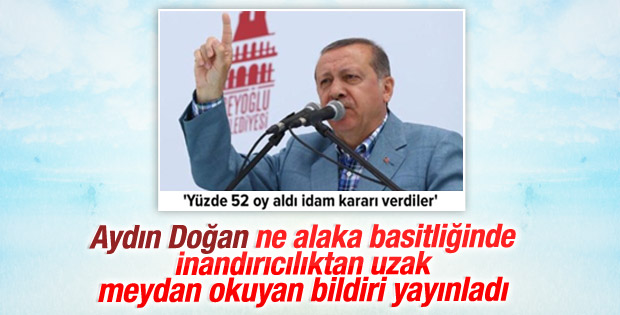 Doğan Medya'dan Cumhurbaşkanı Erdoğan'a bildiri