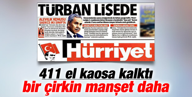 Hürriyet'ten çirkin türban manşeti