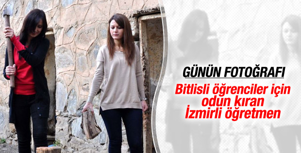 Bitlis'te odun kırıp, soba yakan eğitim melekleri