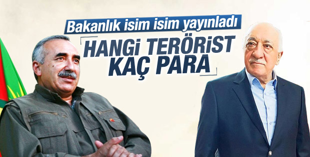 İçişleri Bakanlığı aranan teröristlerin listesini yayınladı