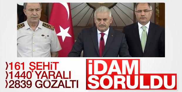 Başbakan Binali Yıldırım'a idam sorusu
