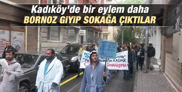 Kadıköy'de su kesintisine bornozlu protesto