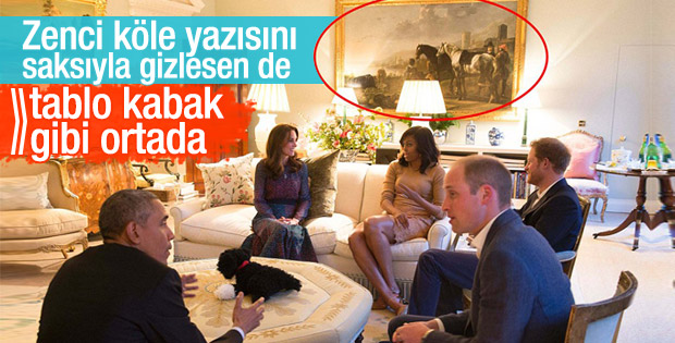 İngiliz kraliyet sarayında zenci yazan tabloya Obama önlemi