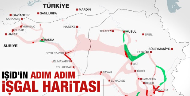 İşte IŞİD'in Suriye ve Irak'taki işgal bölgeleri