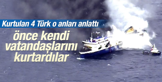 Yanan İtalyan gemisinden kurtarılan Türklerden açıklama