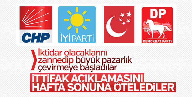 CHP, İYİ Parti, SP ve DP'nin ittifak açıklaması ertelendi