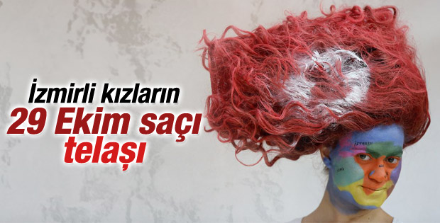 İzmirli kız saçına Türk bayrağı modeli yaptırdı
