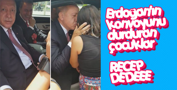Erdoğan, çocukları görünce konvoyunu durdurdu
