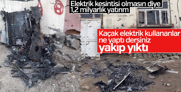 Cizre'de kaçak elektriği önleyen panolar tahrip edildi