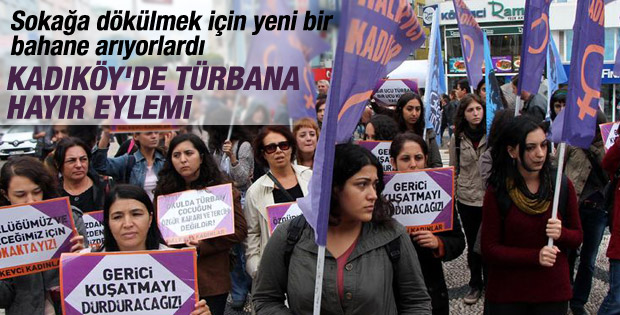 Kadıköy'de türbana hayır eylemi İZLE