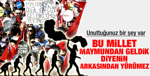 Kadıköy'deki Gazdanadam eylemine Darwin'li afiş
