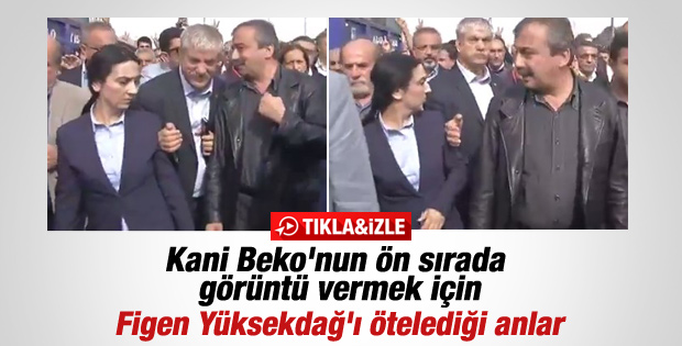 HDP'liler gülerken Kani Beko da öne geçmeye çalışıyordu