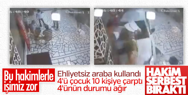 10 kişiye çarpan ehliyetsiz sürücü serbest