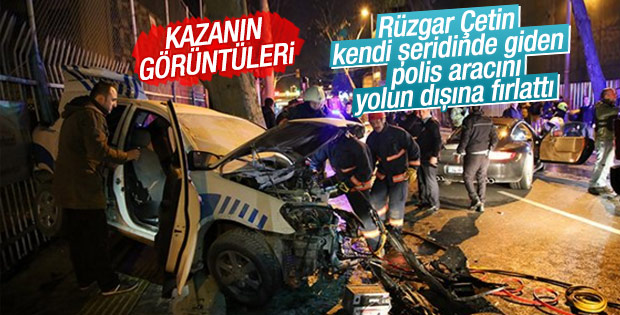 Rüzgar Çetin'in polis aracına çarptığı görüntü kamerada