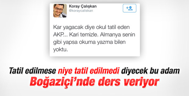Koray Çalışkan İstanbul'da kar tatilinden rahatsız