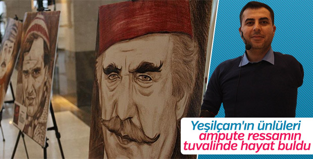 Yeşilçam'ın ünlü oyuncularını resmetti