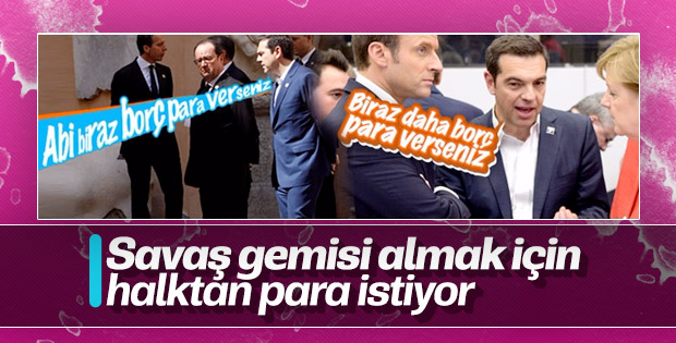Yunanistan halktan para dilenmeye başladı