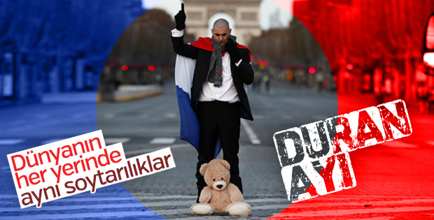 Fransa'da polise karşı duran ayı