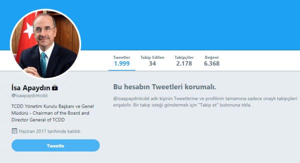 TCDD Genel MÃ¼dÃ¼rÃ¼ sosyal medya hesabÄ±nÄ± kapattÄ±