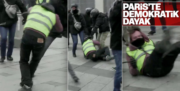 Fransa'da polisin göstericiyi sürüklediği anlar