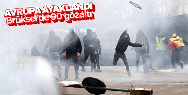 Brüksel'de göç karşıtı gösteriler: 90 gözaltı