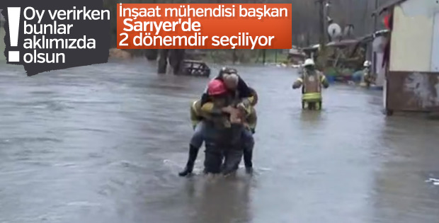 Sarıyer'de dere taşması sonucu mahalleyi su bastı