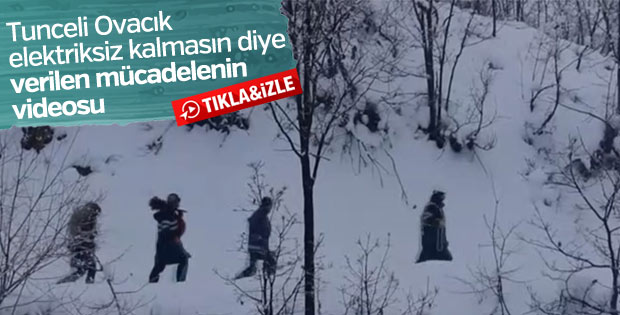 Zorlu kış şartlarında Ovacık'a elektrik götürme çabası