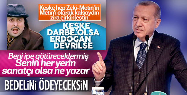 ErdoÄan'dan Metin AkpÄ±nar'Ä±n kÃ¼stah sÃ¶zlerine yanÄ±t