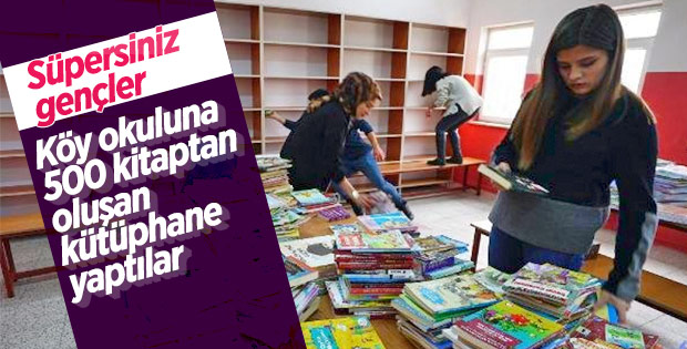 Üniversiteli gençler köy okulunu kütüphaneye kavuşturdu