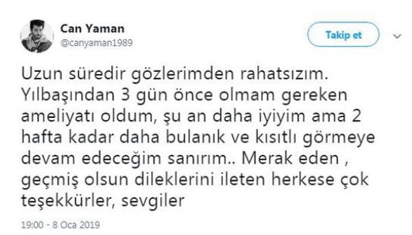 Can Yaman ameliyat oldu