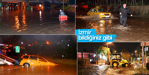 İzmir’de sağanak yağış hayatı olumsuz etkiledi