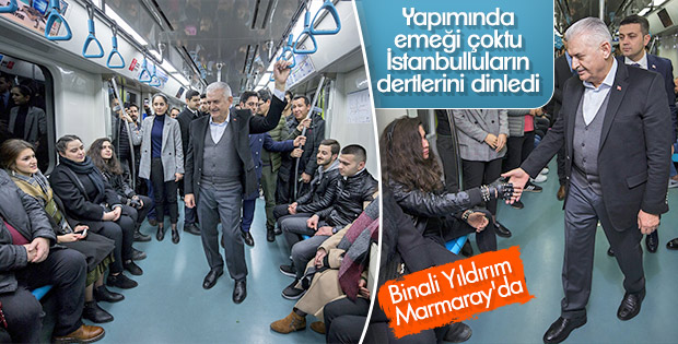 Binali Yıldırım Marmaray’a bindi