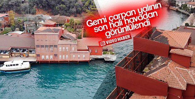 Gemi çarpan yalının restorasyonu sürüyor