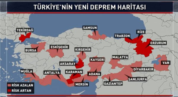 Türkiye'nin güncellenmiş deprem haritası