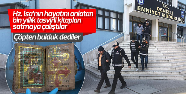 Denizli'de bin yıllık tasvirli kitaplara polis el koydu