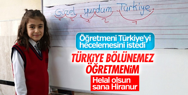 Elazığ'da küçük öğrenci Hiranur'un Türkiye hassasiyeti