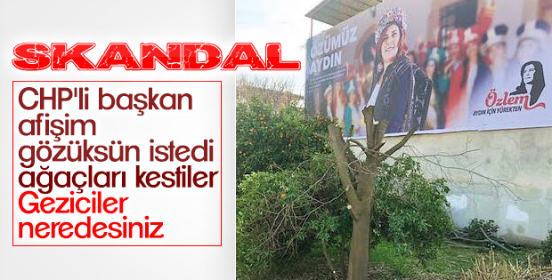CHP'li Çerçioğlu kendi afişi için ağaçları kestirdi
