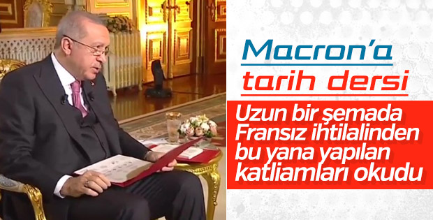 Erdoğan, Fransa'nın soykırım tarihini şemayla anlattı