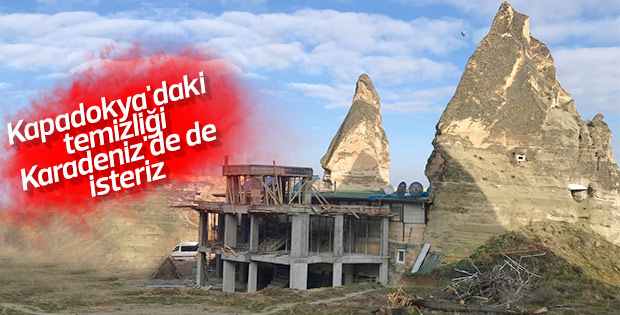 Kapadokya'daki kaçak yapılar yıkılıyor
