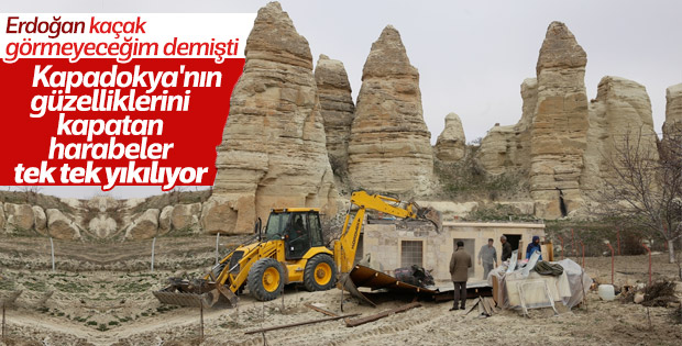 Kapadokya'daki yıkım çalışmaları devam ediyor