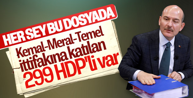 Bakan Soylu: Zillet ittifakına katılan 299 HDP'li var