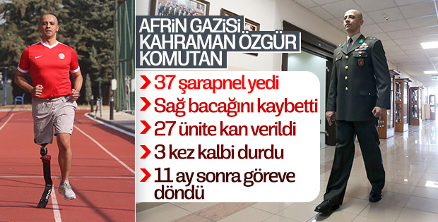 Bacağını vatana feda eden gazi Özgür Ocak görevine döndü