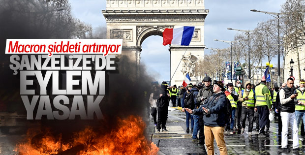 Macron, Champs Elysees Caddesi'ni eylemlere kapatıyor