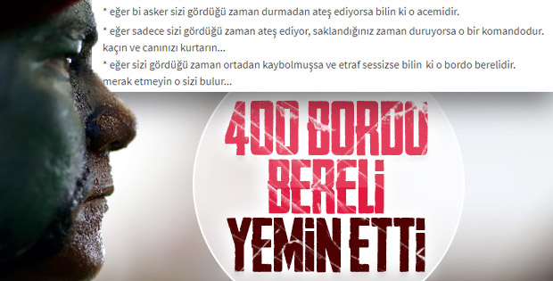 413 bordo bereli yemin etti