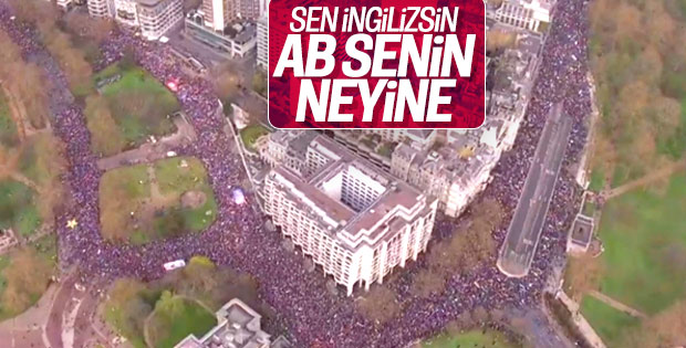 Londra'daki yürüyüşün havadan görüntüsü