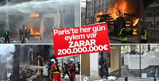 Sarı Yelekliler'den Fransa'ya 200 milyon euroluk zarar