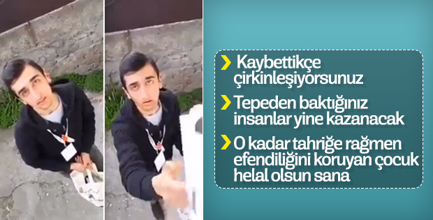 AK Parti afişleri dağıtan genci aşağılayan İP'li kadın